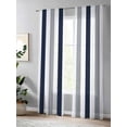 thumbnail image 4 of Sheer Curtains 108 Inches Long 2 Panels Set for Living Room, Navy Blue Gray Striped Semi Sheer Curtains for Windows, Farmhouse Stripe Art Voile Window Treatments Rod Pocket Curtain, 4 of 7