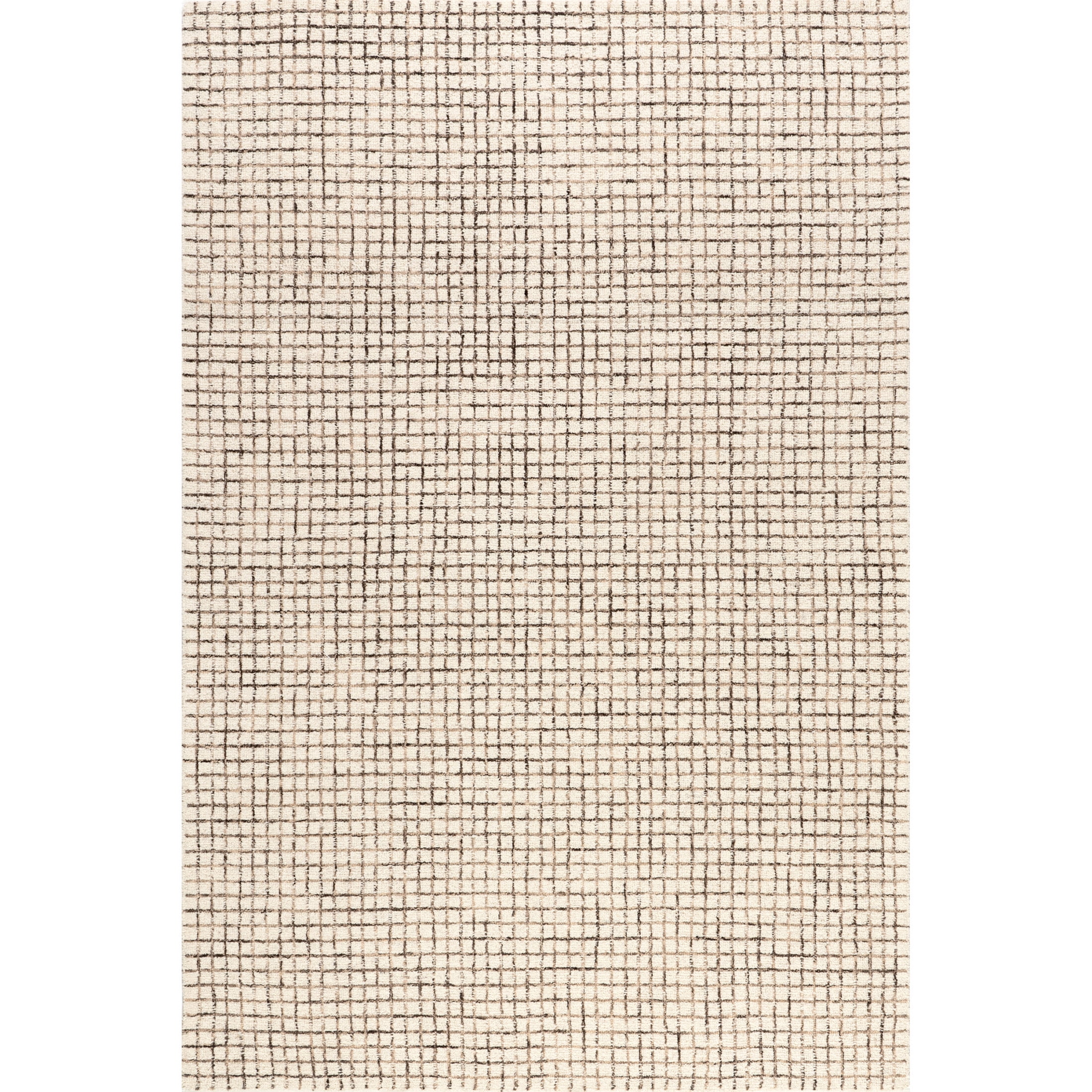 Rugs USA Melrose Checked Wool Area Rug, 6' x 6', Square, Melrose Cream