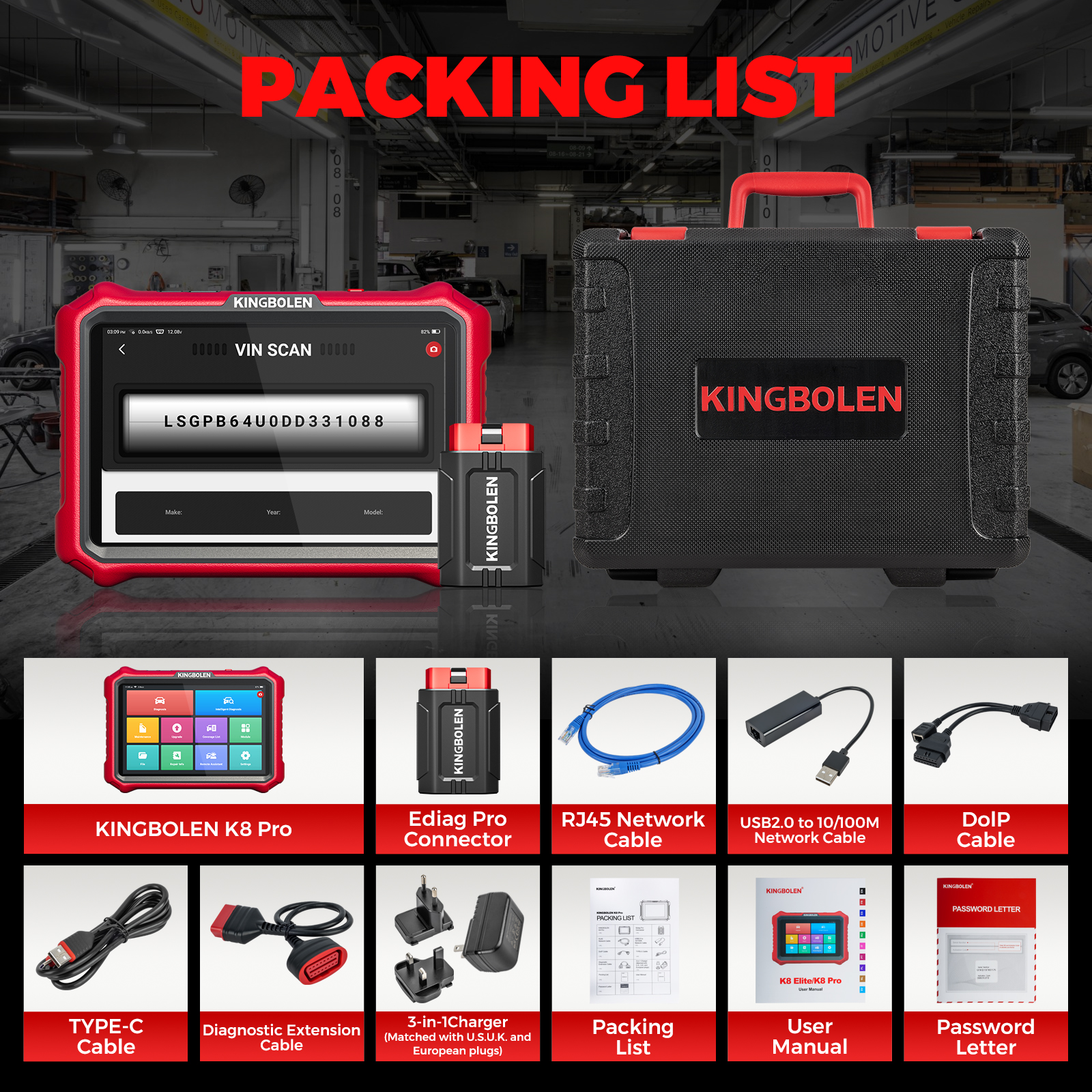 KINGBOLEN K7 OBD2 Bidirectional Scanner - Full System Diagnostic & ECU Coding Tool