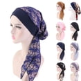 thumbnail image 5 of Pre-Tied Turban Hat Headwear Hair Loss Muslim Hijab Stretch Head Scarf Chemo, 5 of 10