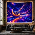 thumbnail image 6 of Children in Crescent Moon Boat Dreamy Fantasy Style for Celestial Art Lovers Galaxy Wall Decor Birthday Gift Tapestry Wall Hanging for Bedroom, Nursery and Dorm, 6 of 7