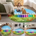 thumbnail image 6 of 3.3ft Washable Round Rug, Cartoon Turtle Colorful Pencil Non-Slip Circle Area Rug for Entryway Bedroom, Blue Sky Green Lawn Ant Flower Butterfly Indoor Accent Floor Mat for Home Decor, 6 of 9