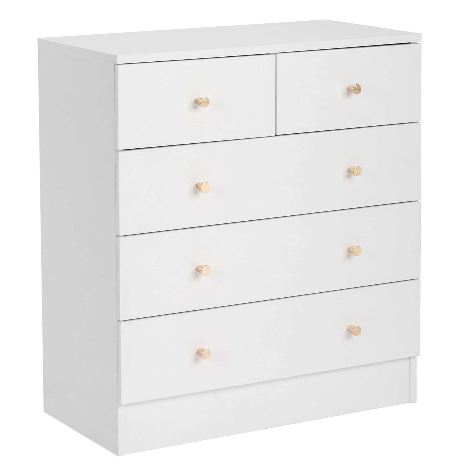 GVN Bedroom Dresser with 5 Drawers, Chest of Drawers, Modern Simple 5-Drawer Dresser for Bedroom, Living Room, White