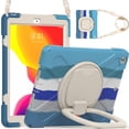 thumbnail image 3 of Case for iPad 9th/8th/7th Gen 10.2 inch 2021/2020/2019, 360 Degree Rotating Hand Grip Shockproof Cover with Shoulder Strap, Colourful Blue, 3 of 7