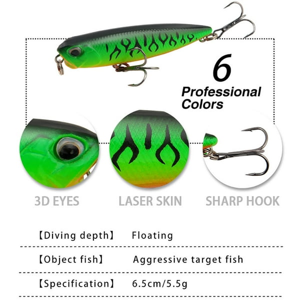Ronshin 6.5cm/5.5g Topwater Pencil Dog Walker Fishing Lures With Hooks Long Casting Artificial Hard Bait For Freshwater Saltwater Other