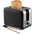 thumbnail image 2 of Twinzee Wide Slot Toaster 2 Slice - Retro Toaster, Matte Black and Stainless Steel - Small Toaster with Free Bamboo Tongs Clips and Crumb Tray - 6 Toasting Settings, 850W Toasters - Vintage, 2 of 3