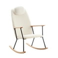 thumbnail image 3 of Rocking Chair With Metal Frame Construction, Adjustable , Fabric Upholstery, For Bedroom, Living Room, Nursery (white Ergonomic Pillow In White - And Soft Sponge Seat Comfort Suitable, 3 of 7