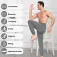 thumbnail image 3 of EA'S SECRET 95% Cotton Men's Pajama Pants Lightweight Lounge Soft Sleep Pants for Men Sleepwear with Pockets Jogger Sleep Comfy Pj Pant(Black&Gray,S), 3 of 7