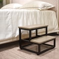 thumbnail image 4 of Step Stool, Bedside Steps for High Beds with Round Corners, 2 Steps Footstool for Adults, Metal and Wood Stepping Stool for Kitchen Bedroom, Load 500 LB, Black, 4 of 10