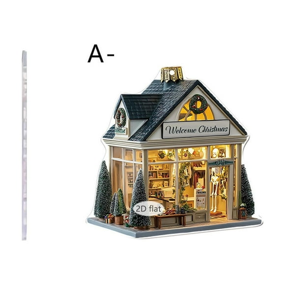 xihome Llavero navideño acrlico 2D con forma de cabaña, colgante para mochila, adorno navideño