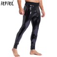 thumbnail image 2 of Pantalones ajustados de charol para hombre, pantalones largos de látex, mallas elásticas negras, ropa de fiesta Rave de cintura alta, ropa de discoteca con aspecto mojado, 2 of 5