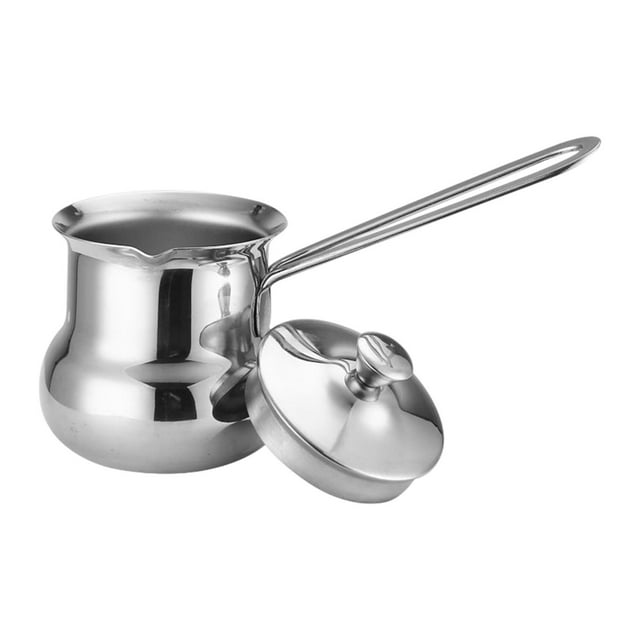 ziyahi Turkish Coffee Maker With Spout And Lid For Easy Cleaning Preparing Gravy And Milk Resistant To Rust Tea Sauces Silver 720ML
