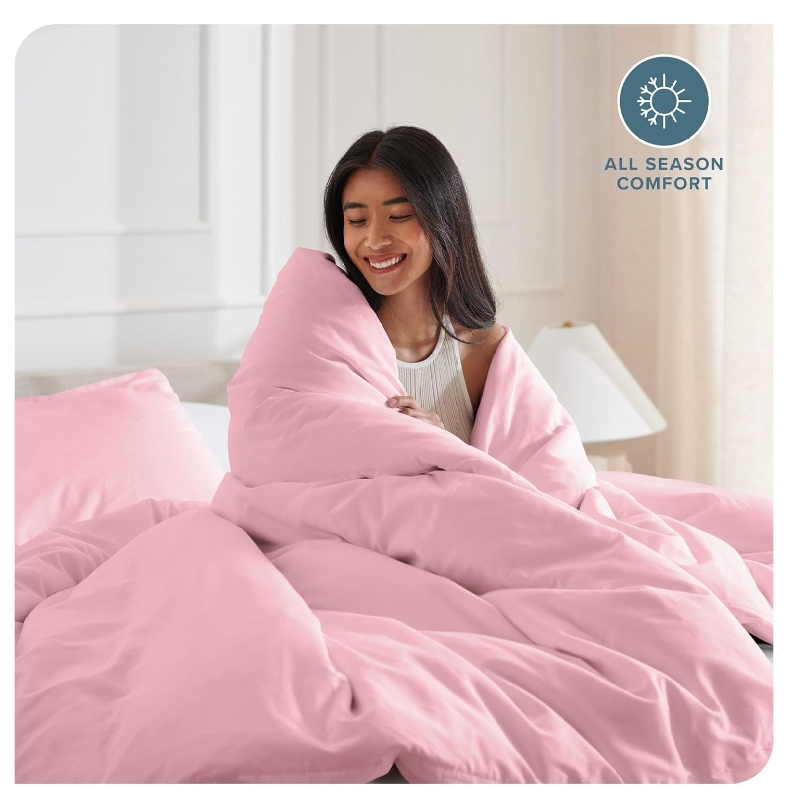 Bedding Duvet Cover King Size - Premium 1800 Super Soft Collection - Lightweight, Cooling - Soft Breathable Bedding Duvet Cover (King, Light Pink)