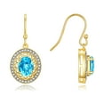 thumbnail image 6 of RYLOS Matching Jewelry Set Yellow Gold Plated Silver Princess Diana Inspired Earrings, Ring & Pendant Necklace. Gemstone & Diamonds, 8X6MM Blue Topaz December Birthstone; Size 10, 6 of 7