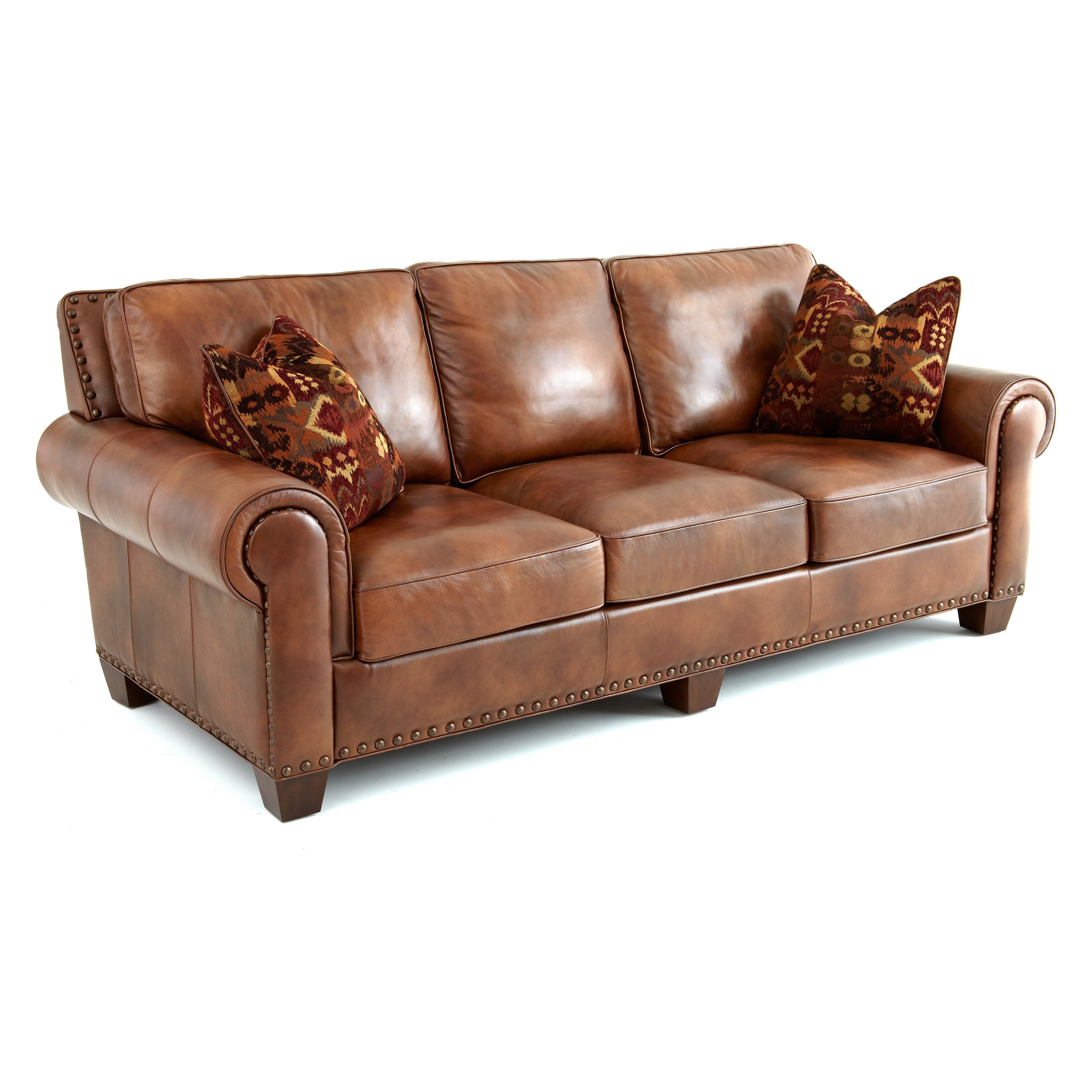 Steve Silver Silverado Leather Sofa with 2 Accent Pillows