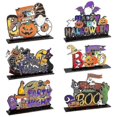 thumbnail image 1 of Decoración de fiesta de Halloween, cartel colgante para puerta del hogar, decoración de madera para Halloween, fantasma de calabaza, 1 of 2