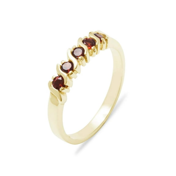 LBG British Made 10k Yellow Gold Natural Garnet Womens Eternity Ring - 33 size options - Sizes 4 to 12 Available