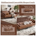 thumbnail image 5 of 83" Faux Leather Sofa,Mid Century Modern Convertible Futon Sofa Bed Loveseat with Adjustable Armrest and Backrest,2 Pillows for Living Room,Office,Brown, 5 of 9
