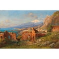 thumbnail image 3 of Carl Wuttke 18x13 Black Modern Framed Museum Art Print Titled - View from Ancient Theater in Taormina to the Etna (Approx. 1880), 3 of 5