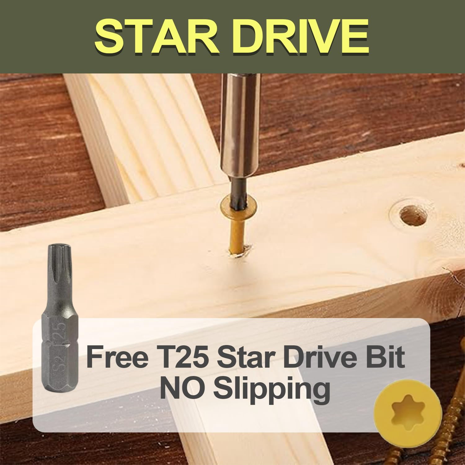 #8 x 1-1/2" T25 Torx Tan Deck Screws, Self-Tapping Wood Screws for Outdoor Decking and Fencing, 450PCS