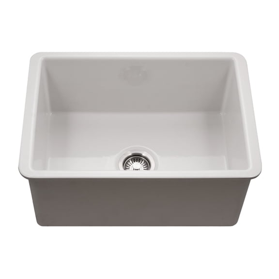 Houzer Platus 26 in White Fireclay Undermount Square Single Bowl Kitchen Sink - PTU-2800 WH