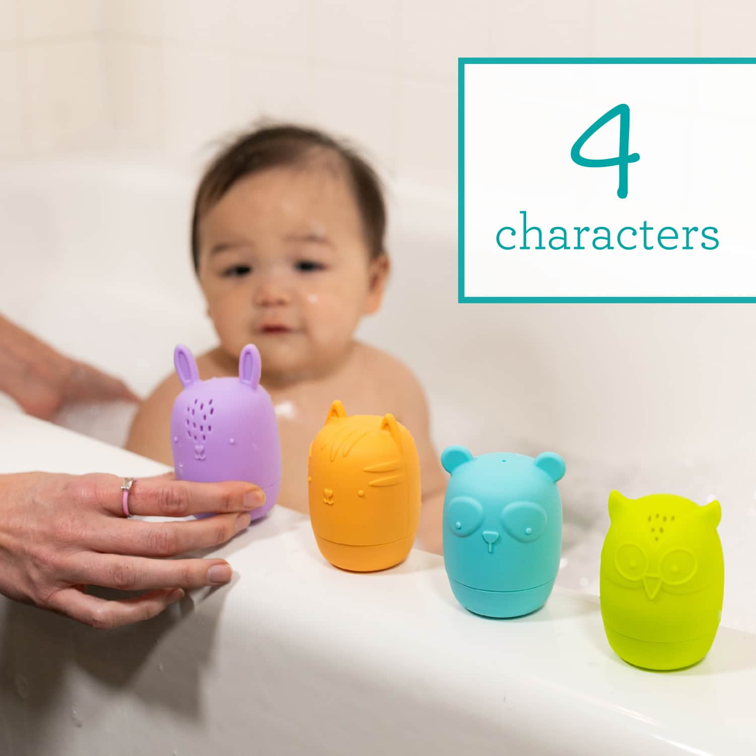 Infantino Clean Bath Silicone Squirters, for Babies 6-12 Months, Multicolor, 4-Pack