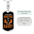 thumbnail image 2 of Hunting Boot Hero Daddy Stainless Steel or 18k Gold Premium Swivel Dog Tag Keychain, 2 of 10
