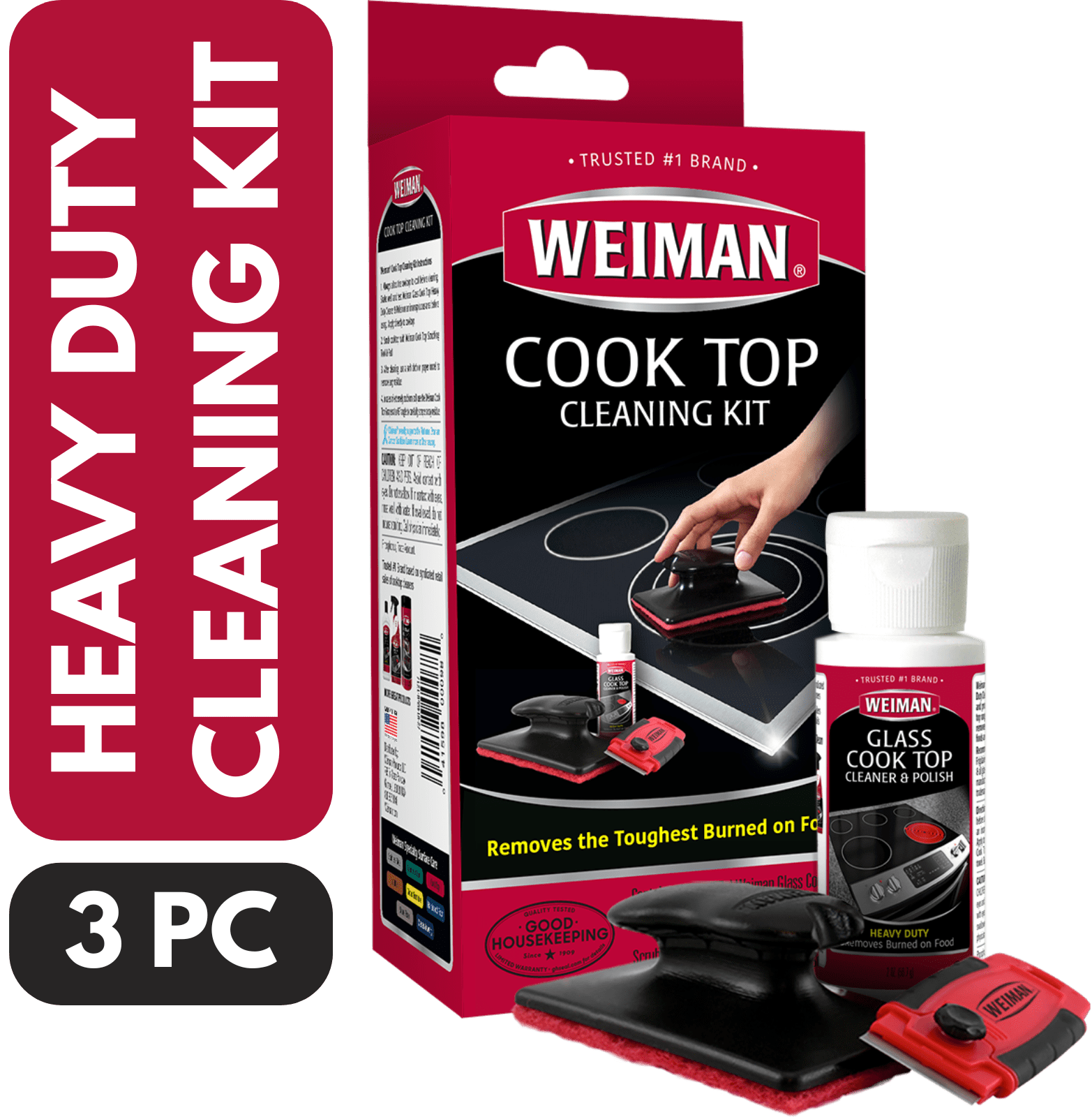 Weiman 5-In-1 Cook Top Complete Cleaning Kit - Includes Cream, Scrubbing Pad and Scraper Tool