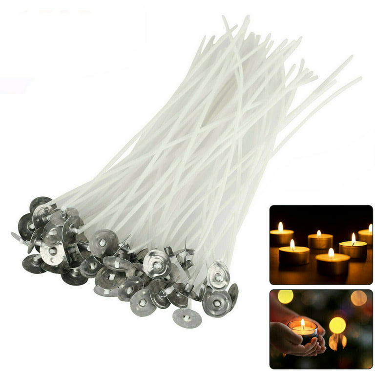  Candle Wick Kit, 100pcs Candle Wicks with Wick Stickers, Wick  Holders, Wick Placing Tube and Candle Tags for Candle Making … (6 inch kit)