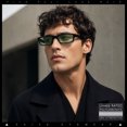 thumbnail image 5 of SA106 Mens Hippie Hustler Color Lens Narrow Rectangular Black Frame Sunglasses Green Lens, 5 of 7