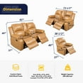 thumbnail image 2 of Ainehome3 Pieces Faux Leather Reclining Configurable Living Room Set, 2 of 5