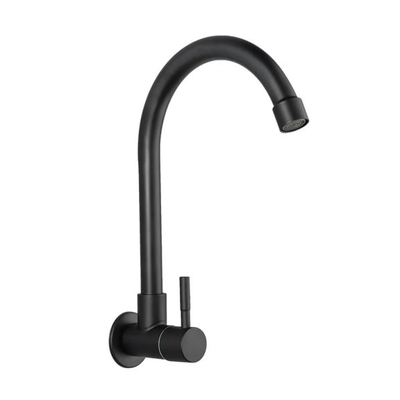 Black Kitchen Faucet Wall Mounted Flexible Faucet, Stainless Steel Only Cold Water Sink Faucet Kitchen Water Tap Nozzle ,Easy to Install