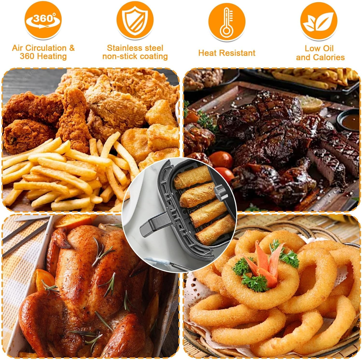 Air Fryer Replacement Tray for Instant Vortex Plus 6QT instant pot vortex plus 6QT Clear Cook Air Fryer, Original Air Fryer Accessories Grill Pan Plate Crisper Plate Rack Parts,Dishwasher Safe
