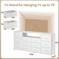 thumbnail image 3 of Mueble para TV Cómoda de 63" con Estación de Carga, Luces LED, Estantes Abiertos y 12 Cajones, Centro de Entretenimiento Moderno, 3 of 6
