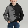 thumbnail image 2 of Boy's Pullover Printed Long Sleeve Casual Sports Hooded Long Sleeve Hooded Sweatshirts Top With Shoulder Inserts, 9 Years Gray, 2 of 7