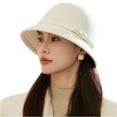 thumbnail image 2 of Vintage Women's Winter Hat Classic Wide Brim Bucket Style Retro Elegant Cap White One Size, 2 of 3