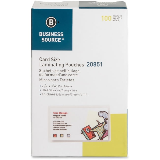 Business Source Clear Laminating Credit Card Pouch Laminating Pouch Sheet Size 2 13 Width X 3 37 Length X 5 Mil Thickness For Id Badge Photo Recipe Pre Trimmed Clear 100 Box Brickseek