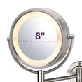 thumbnail image 4 of Jerdon 8-inch Diameter Lighted Makeup Mirror, 5X-1X Magnification, Nickel Finish, Direct Wire - Model HL165ND, 4 of 5