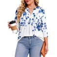 thumbnail image 4 of Fantaslook 3/4 Sleeve Plus Size Tops for Women Henley Neck Button Blouses Dressy Floral Tunic Work Shirts L-5XL, 4 of 9