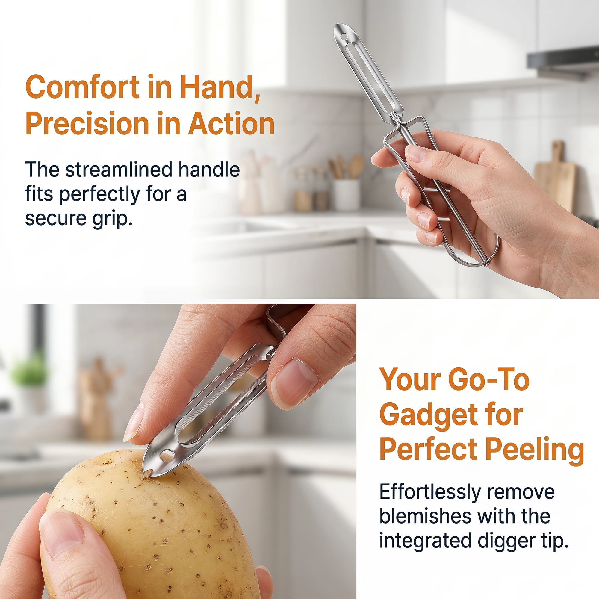 Unique Bargains Stainless Steel Vegetable Peeler with Ergonomic Handle Silver 5.8x1.1 inch