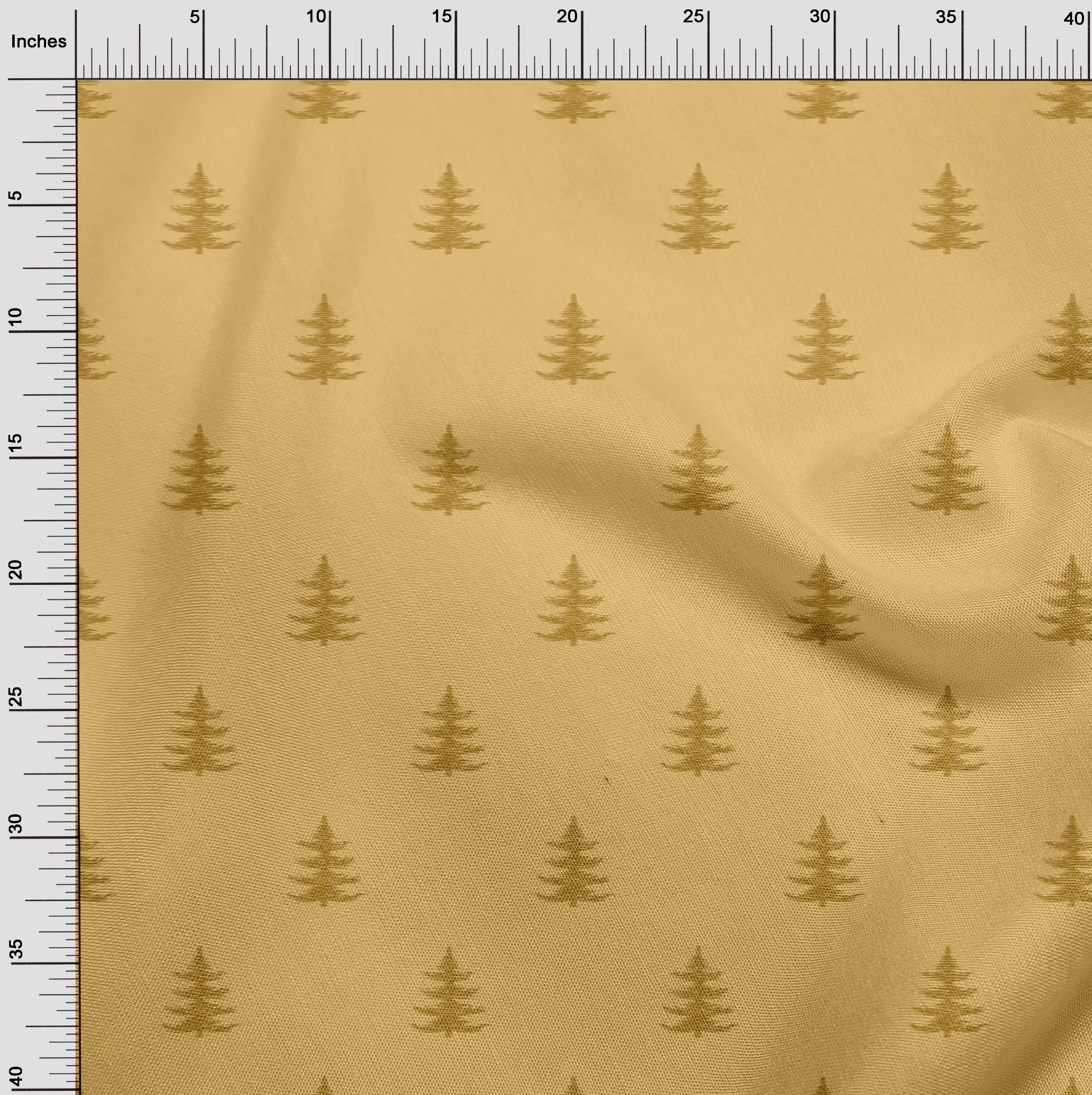 oneOone Organic Cotton Poplin Twill Fabric Christmas Tree Ikat Print Fabric By Yard 42 Inch Wide
