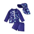 thumbnail image 2 of Cowsor Little Boys Three Piece Swimsuit Set Lovely Print Swimwear with Swim Cap UV Protection Quick Dry for Toddlers Beach Pool and Hot Spring, 2 of 7