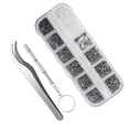 thumbnail image 2 of Riwesomey 1100 Uds pequeño tornillo de acero inoxidable gafas de sol reloj gafas teléfono tornillos tuercas destornillador almohadillas para la nariz Kits y herramientas de reparación de relojes Riwesomey TO1105-00B, 2 of 6