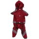 thumbnail image 1 of Abrigo impermeable mediano para perros, chaqueta para gatos con capucha ajustable y tira reflectante, mono para exteriores (rojo, S), 1 of 5