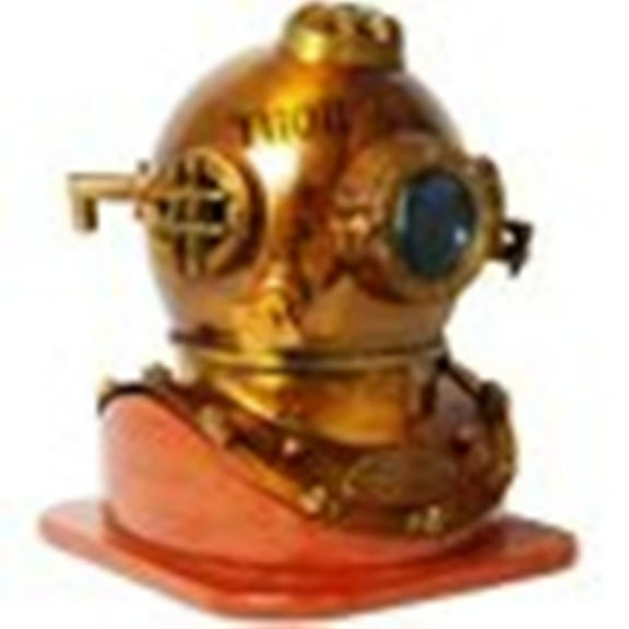 Thor Instruments Scuba Antique Diving Helmet US Navy Mark V Deep SCA Helmet Mark-V On Wooden Base 18"