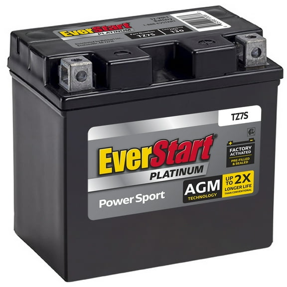 EverStart Platinum AGM Power Sport Battery, Group Size TZ7S 12 Volt, 130 CCA