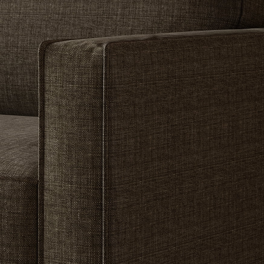 Home Design Marcia Square Arm Sofa with Padded Back and Seat, Modern Upholstery, Black Legs, Comfortable Living Room Seating, Brown