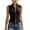 Black04, variant on Karymi Blouses for Women Red Rose Print Sleeveless Vest, Stand Collar Full Zip Front Slim Fitted Cropped Waistcoat, Casual Layering Jacket Cute Tops for Women