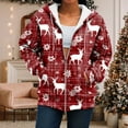 thumbnail image 4 of Quealent Women's Novelty Christmas Print Zip Up Hoodies Long Sleeve Hooded Sweatshirt Jacket with Pocket Brick Red for Size L, 4 of 7