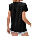 thumbnail image 3 of TEMOFON Womens V Neck Blouse Dressy Casual Short Sleeve Ruffle Summer Work Tops, 3 of 7